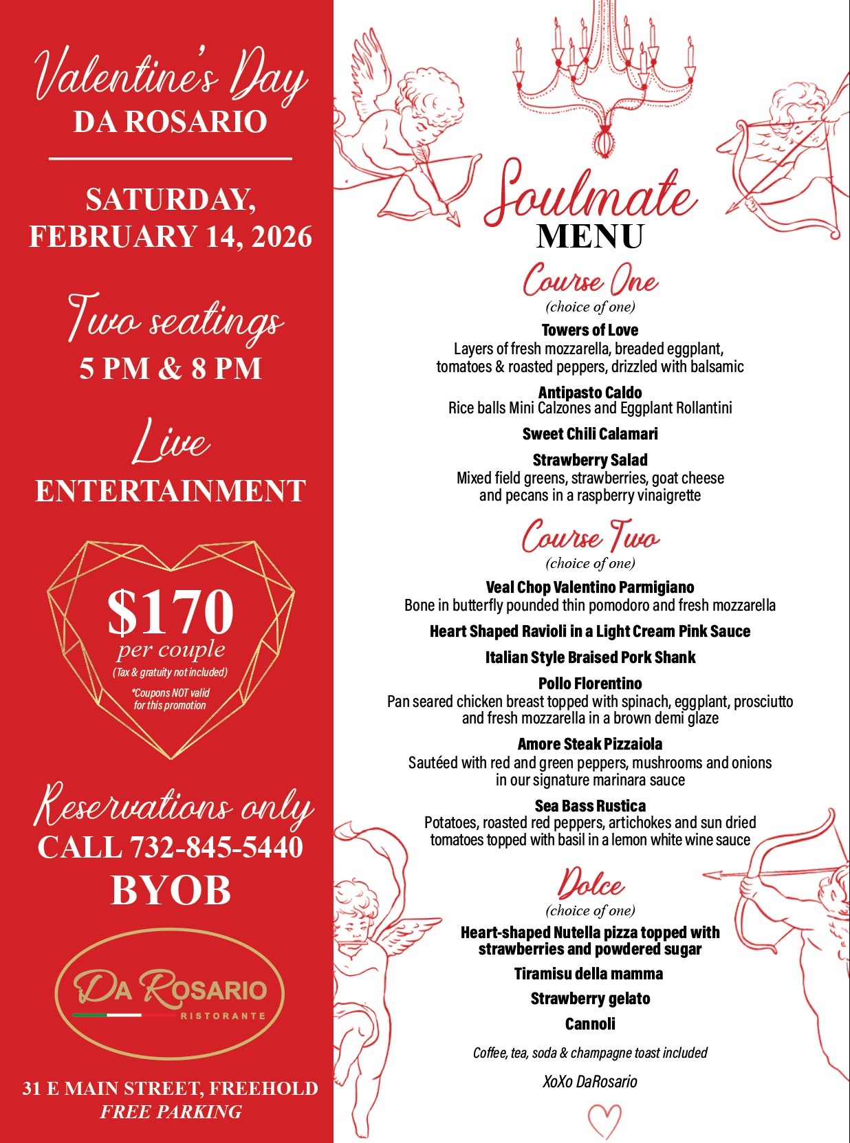 Valentines Day Specials Menu Da Rosario 2026